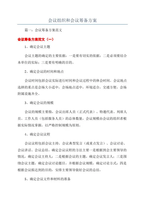 会议组织和会议筹备方案