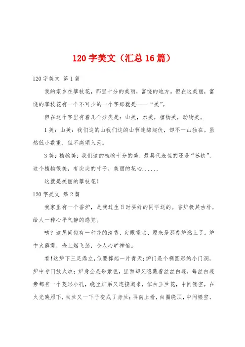 120字美文(汇总16篇)