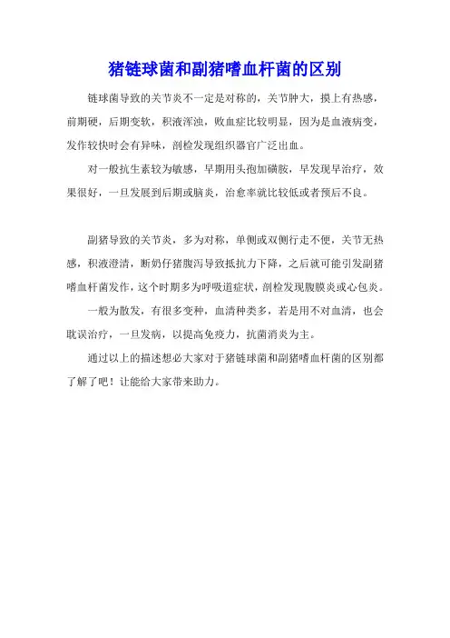猪链球菌和副猪嗜血杆菌的区别
