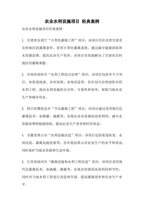 农业水利设施项目 经典案例