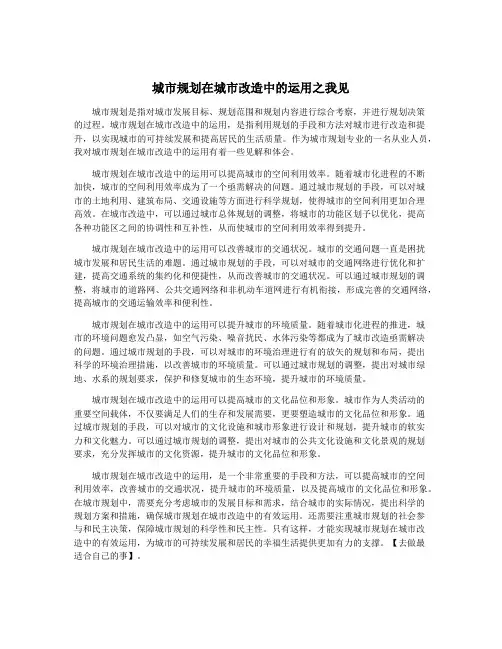 城市规划在城市改造中的运用之我见