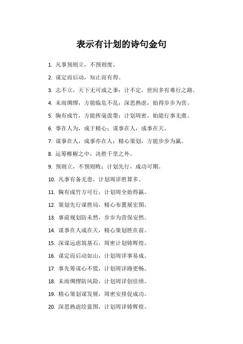 表示有计划的诗句金句