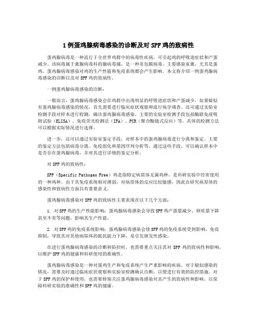 1例蛋鸡腺病毒感染的诊断及对SPF鸡的致病性