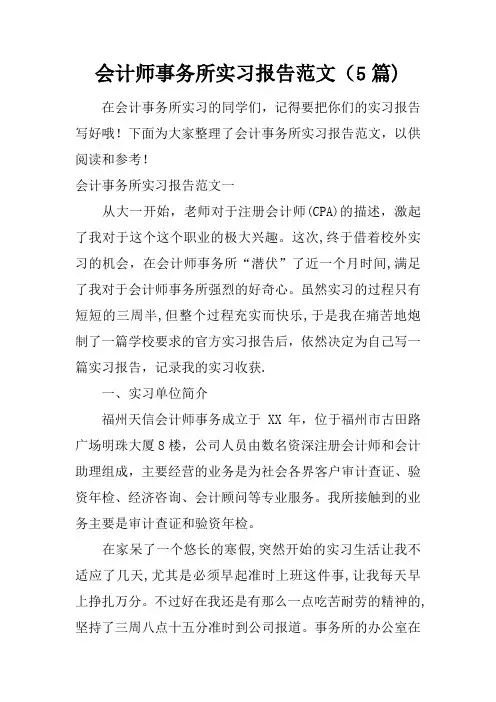 会计师事务所实习报告范文(5篇)