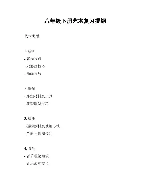 八年级下册艺术复习提纲