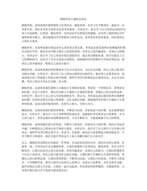 拥抱青春主题班会体会