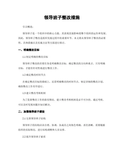 领导班子整改措施