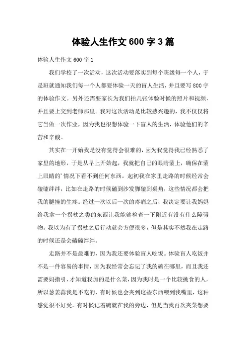 体验人生作文600字3篇