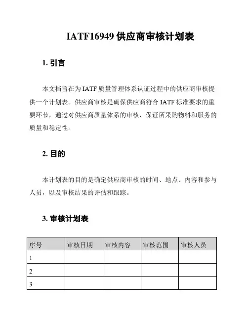IATF16949供应商审核计划表