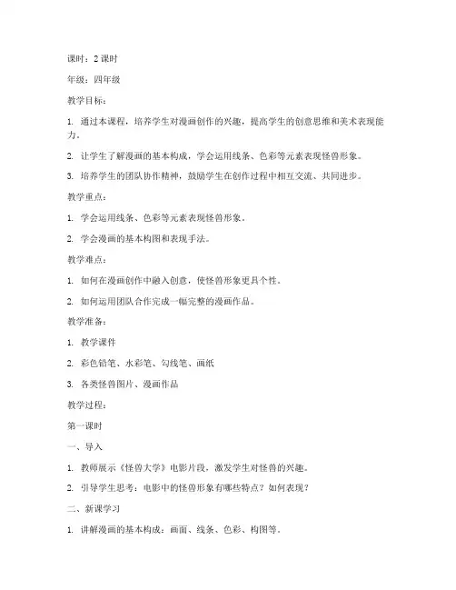 怪兽大学漫画创意美术教案
