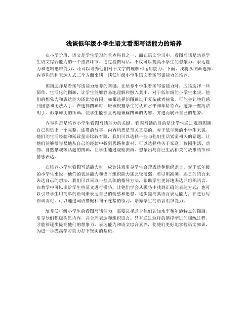 浅谈低年级小学生语文看图写话能力的培养