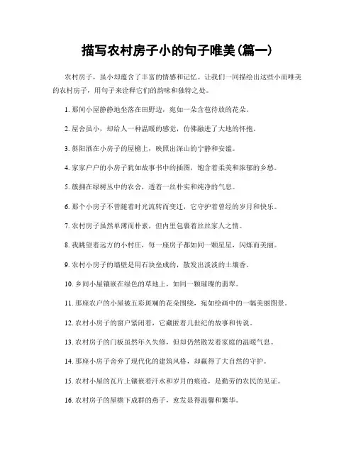 描写农村房子小的句子唯美(精选2篇)