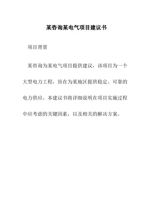 某咨询某电气项目建议书