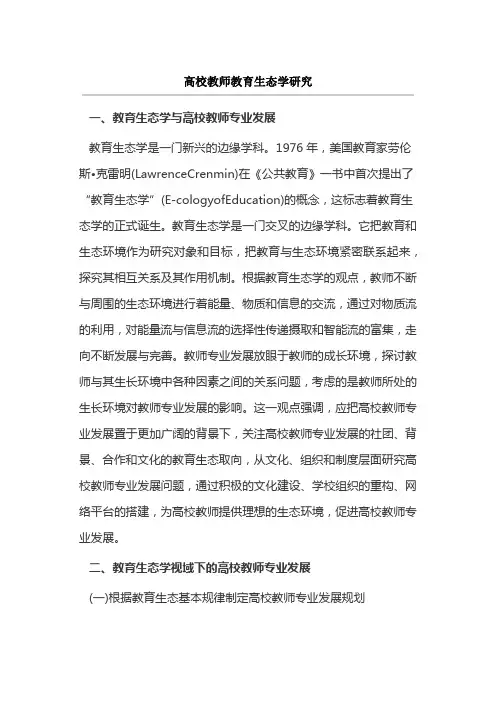 高校教师教育生态学研究