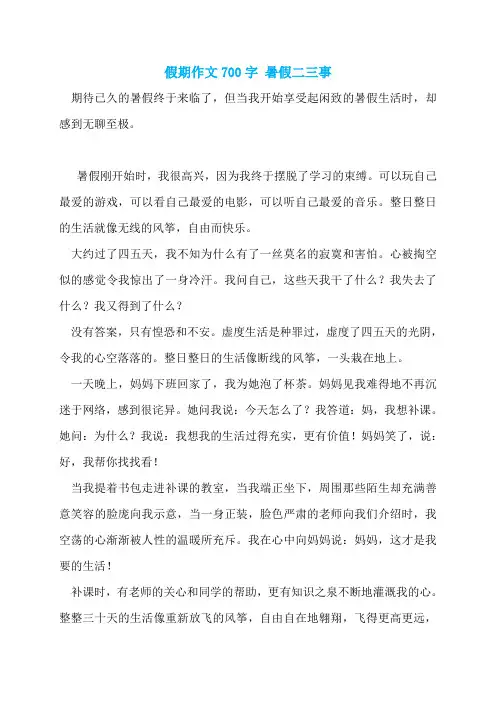 假期作文700字 暑假二三事