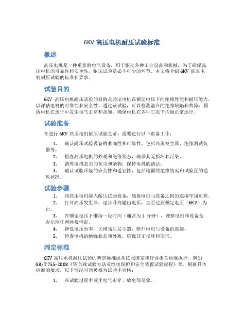 6kv高压电机耐压试验标准