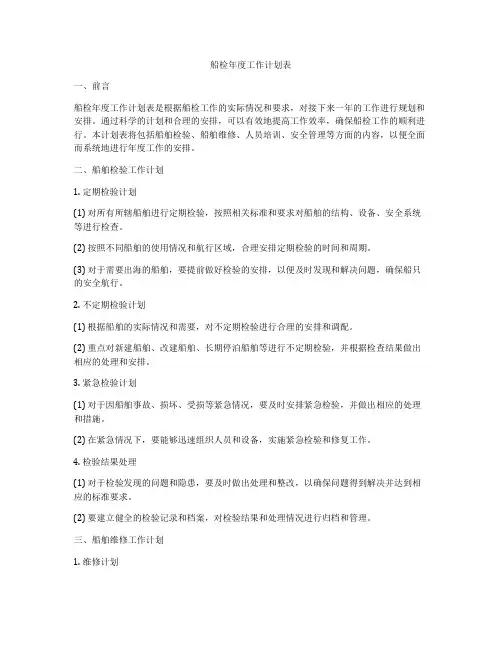 船检年度工作计划表
