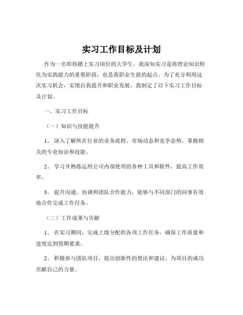 实习工作目标及计划