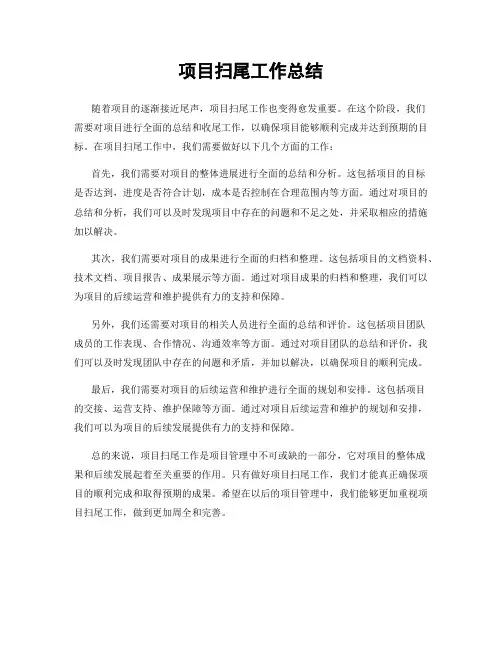 项目扫尾工作总结