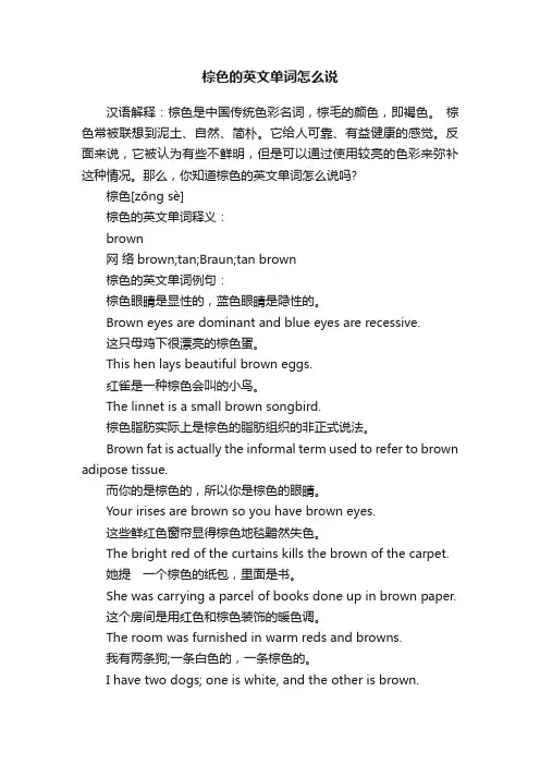 棕色的英文单词怎么说