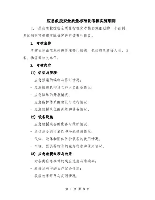 应急救援安全质量标准化考核实施细则