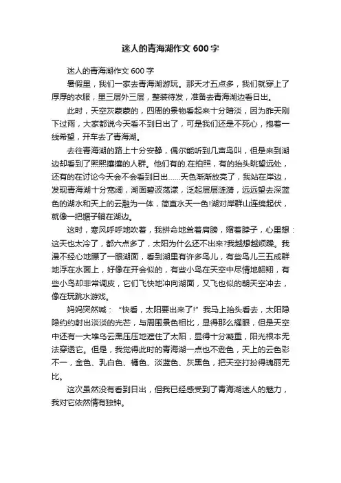 迷人的青海湖作文600字