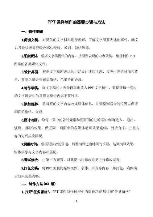 PPT课件制作的简要步骤与方法