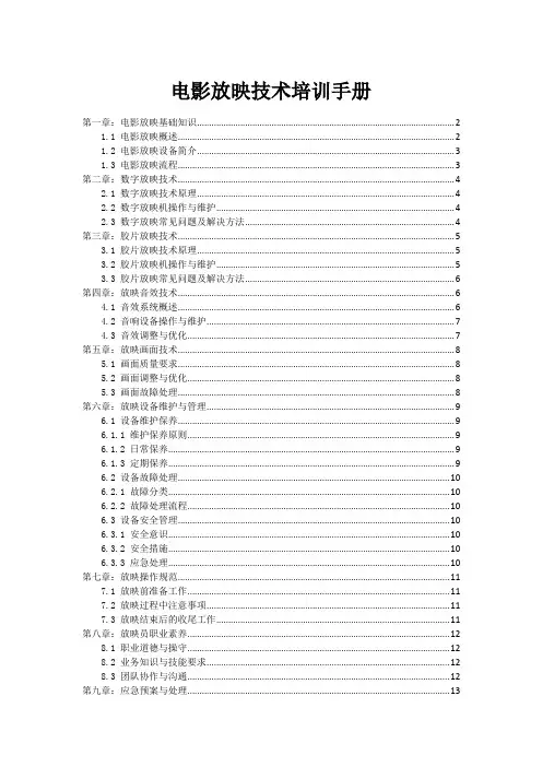 电影放映技术培训手册