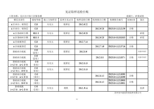 混凝土试块见证取样送检台账