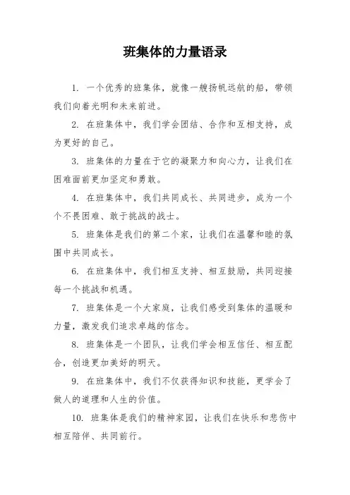 班集体的力量语录