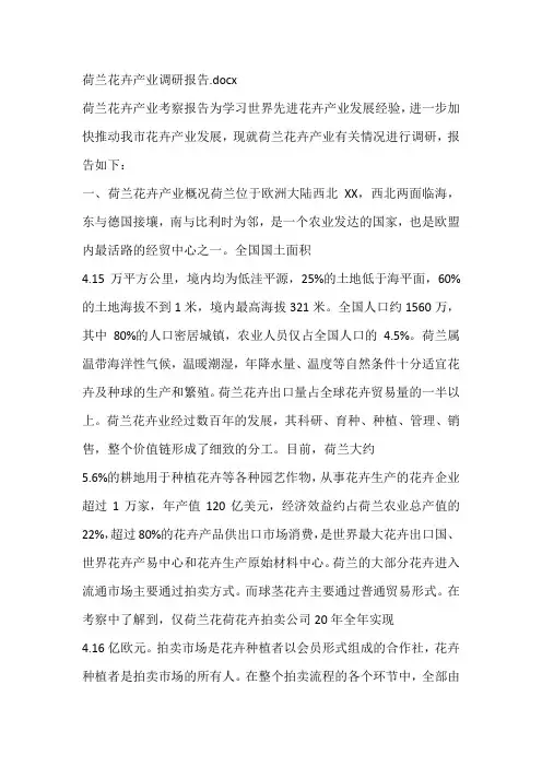 荷兰花卉产业调研报告