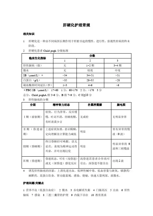 肝硬化护理常规
