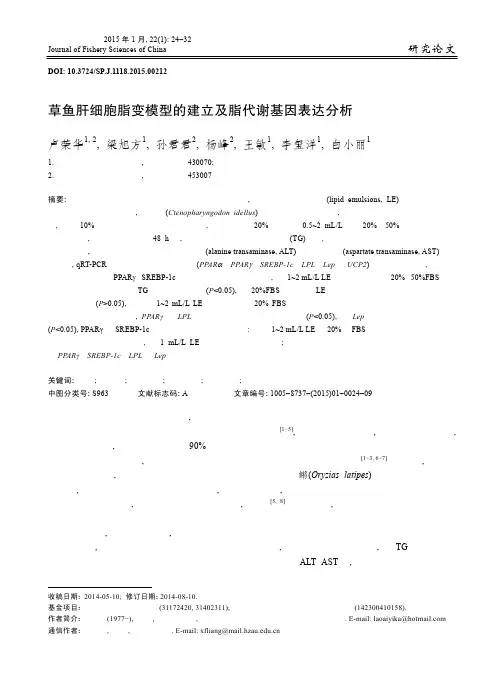 草鱼肝细胞脂变模型的建立及脂代谢基因表达分析