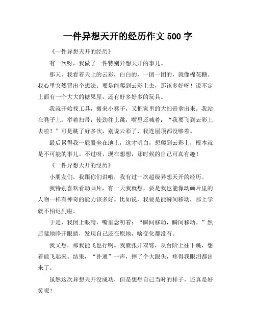 一件异想天开的经历作文500字