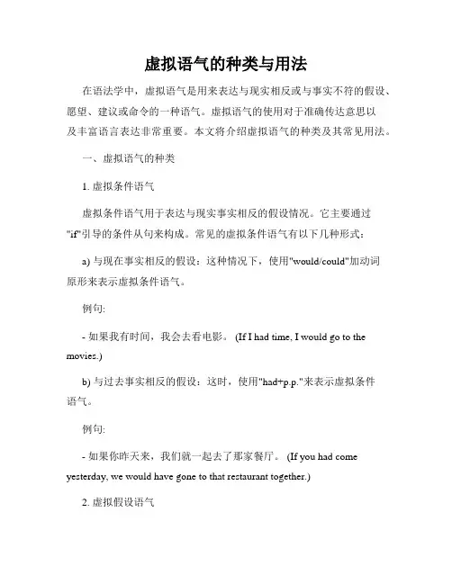 虚拟语气的种类与用法