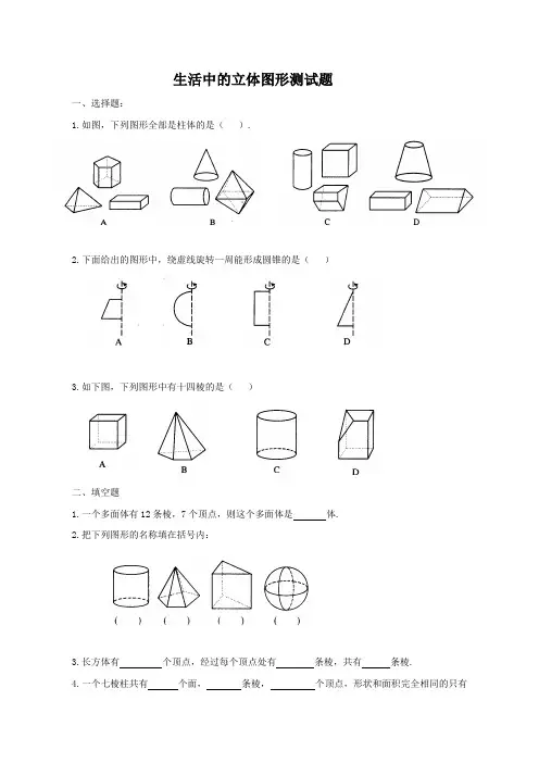 初中数学鲁教版六年级上册《生活中的立体图形》练习