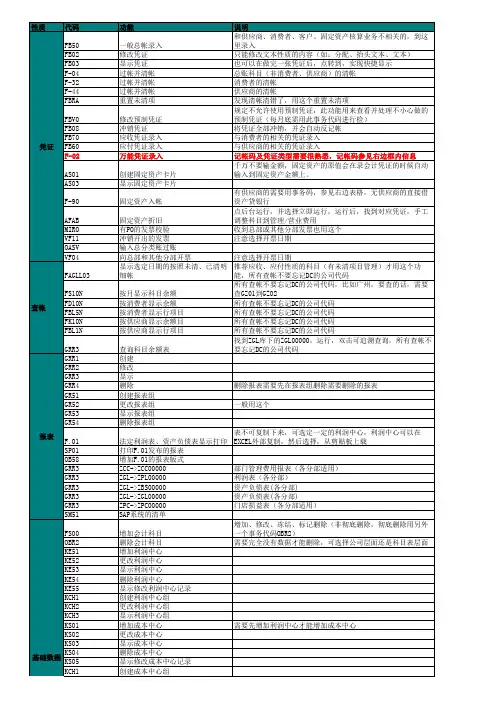 SAP财务常用事务码归纳