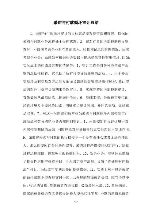 采购与付款循环审计总结