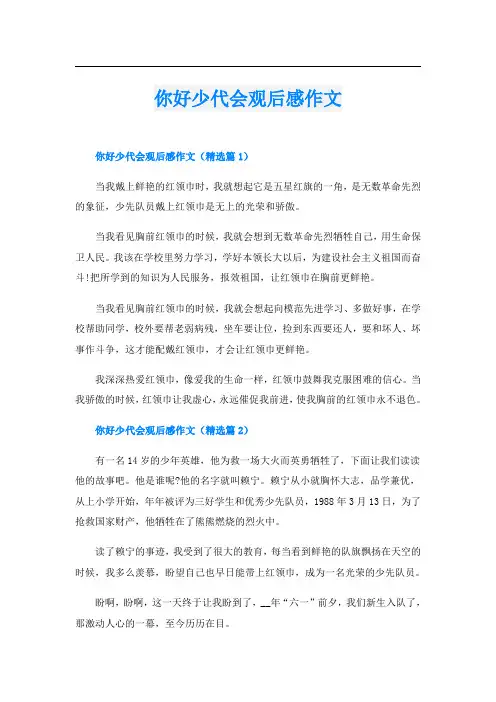 你好少代会观后感作文