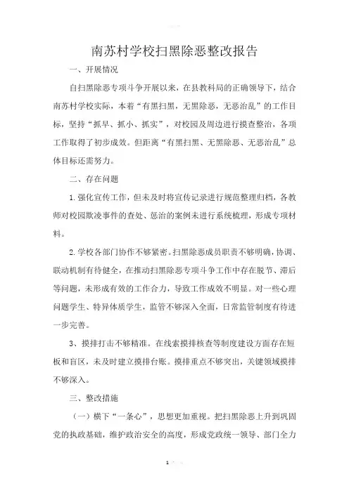 南苏村学校扫黑除恶整改报告