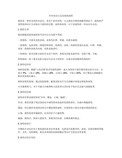 外科知识点总结烧伤面积