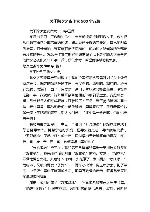 关于除夕之夜作文500字五篇