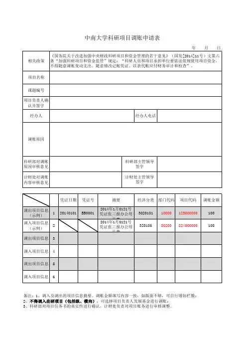 调账申请表
