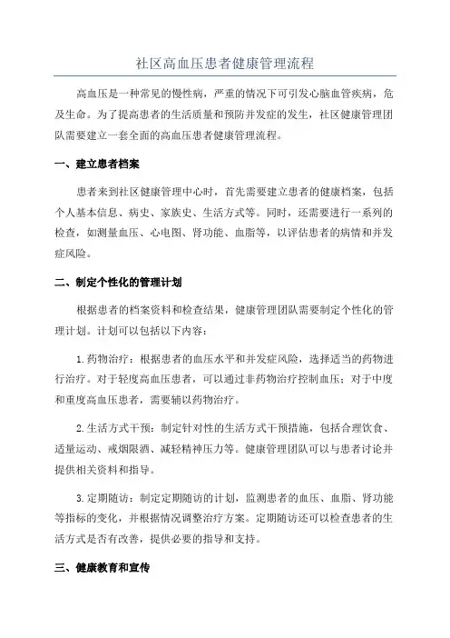 社区高血压患者健康管理流程