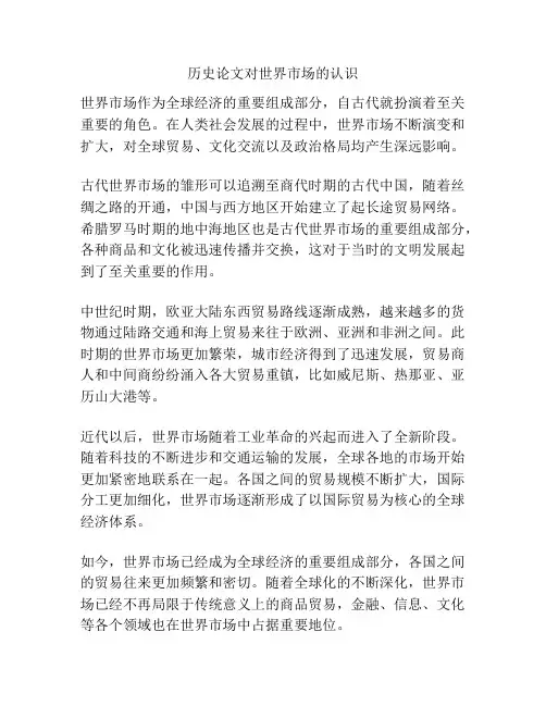 历史论文对世界市场的认识