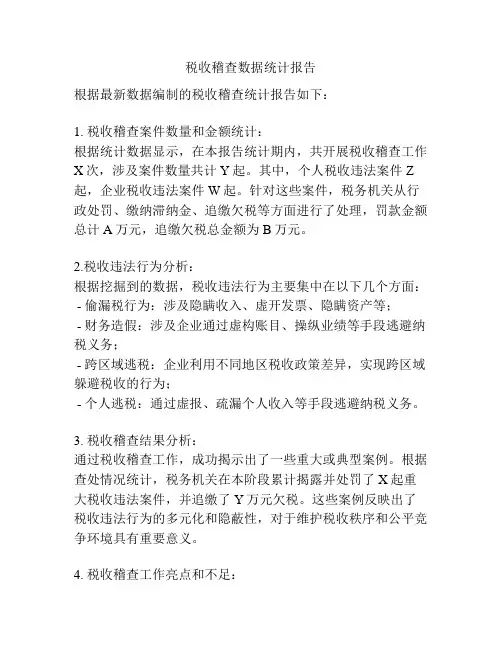 税收稽查数据统计报告