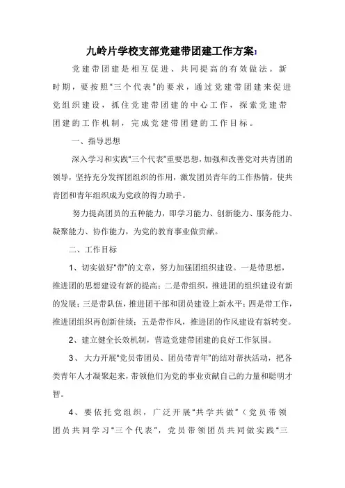 九岭片学校支部党建带团建工作方案