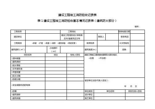建设工程竣工消防验收记录表