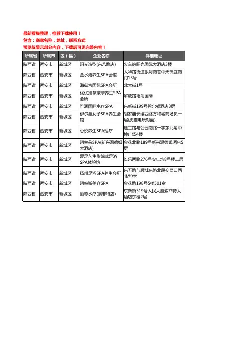 新版陕西省西安市新城区SPA企业公司商家户名录单联系方式地址大全12家