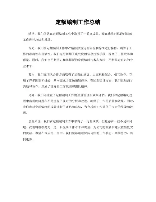 定额编制工作总结